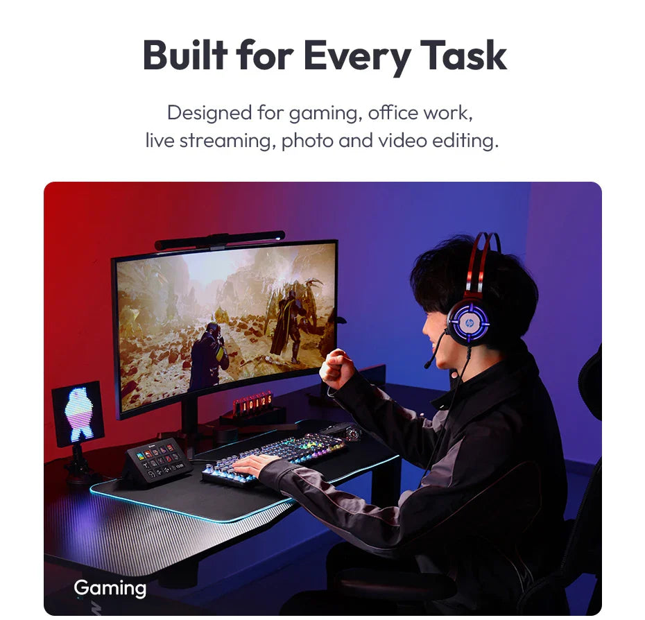 Ulanzi D200 Live Streaming Controller – 13 LCD Keys for Vlog, Content Creation, Photo & Video Editing, Gaming, Office Work