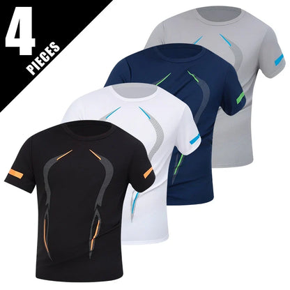 Men’s Summer Quick Dry T-Shirt - Solid Color Short Sleeve Sports Shirt for Running & Casual Wear