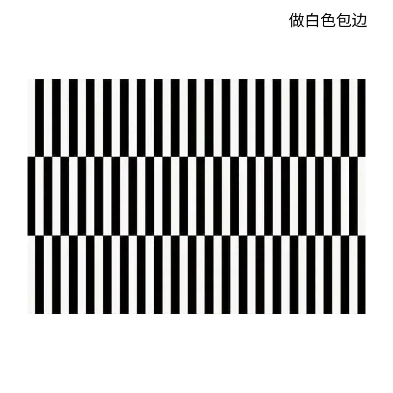 Black Stripe Plush Rug — Non-Slip Luxury Carpet for Living Room, Bedroom, Study, and Nordic Home Decor