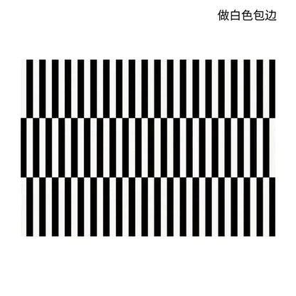 Black Stripe Plush Rug — Non-Slip Luxury Carpet for Living Room, Bedroom, Study, and Nordic Home Decor