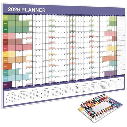 2026 Wall Calendar Planner - Annual Schedule Organizer with To-Do List Memo Pad & Agenda Tracker