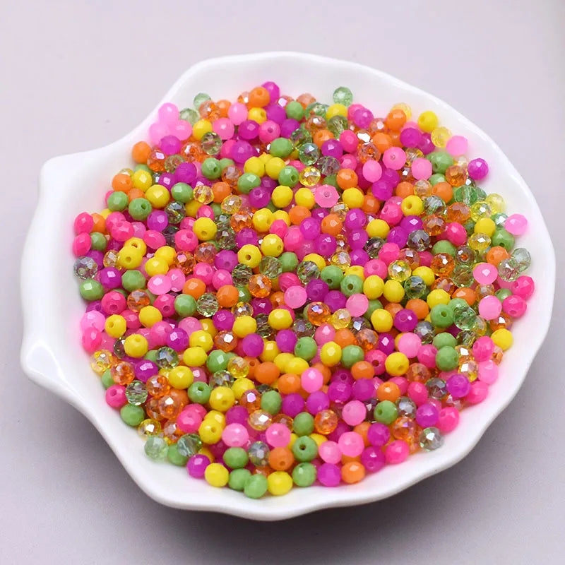 Mixed Color Crystal Glass Beads - 4mm Faceted Rondelle Spacer Beads for DIY Bracelet & Jewelry Making Crafts