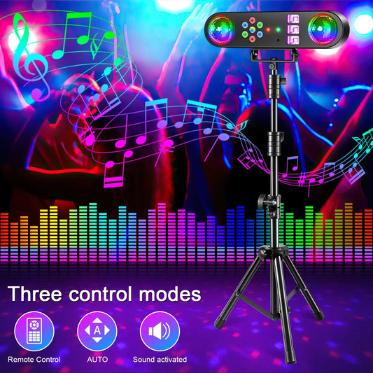 U'King Mini 5-in-1 Stage Effect Light - Sound Activated DJ Party Strobe & Magic Ball with Remote