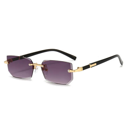 Rimless Rectangle Sunglasses — Fashion Small Square Shades for Men & Women, Summer Travel Eyewear