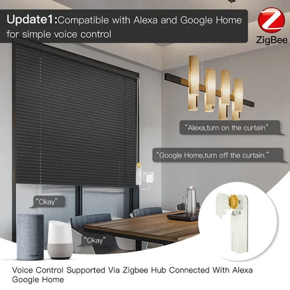 ZigBee Smart Roller Blind Motor - Tuya Smart Life App Drive Hub with Alexa & Google Home Voice Control