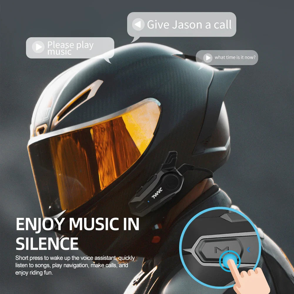 1/2 X1 Bluetooth Motorcycle Helmet Intercom Headset – 1000M Wireless Intercom for 2 Riders, Hands-Free Moto Interphone Call