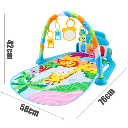 Baby Fitness Play Gym - Newborn Piano Activity Mat with Music, Crawling Blanket & Early Education Toys 0-36 Months