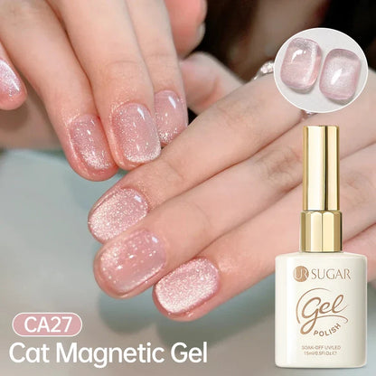 UR SUGAR Jelly Pink Cat Magnetic Gel Nail Polish 15ml - Glitter Ice Effect Soak Off UV LED Semi-Permanent Manicure Gel