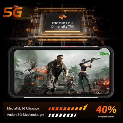Unihertz Ticktock S Rugged 5G Smartphone – 8GB RAM, 256GB Storage, 5200mAh, 64MP Camera, 6.53" Dimensity 700 Display