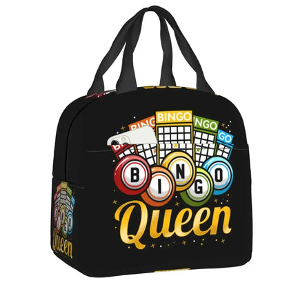 Bingo Queen Insulated Lunch Bag - Waterproof Thermal Cooler Tote for Work, Office & Picnics