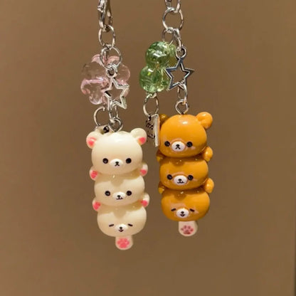 Cute Bear Phone Charm - Kawaii Anime Keychain Pendant for iPhone, AirPods, Keys & School Bags
