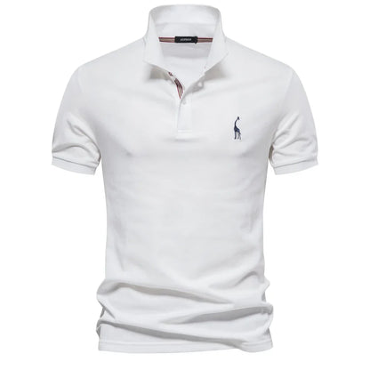 AIOPESON Men's Cotton Polo Shirt - Short Sleeve Solid Color Summer Casual Polo Top