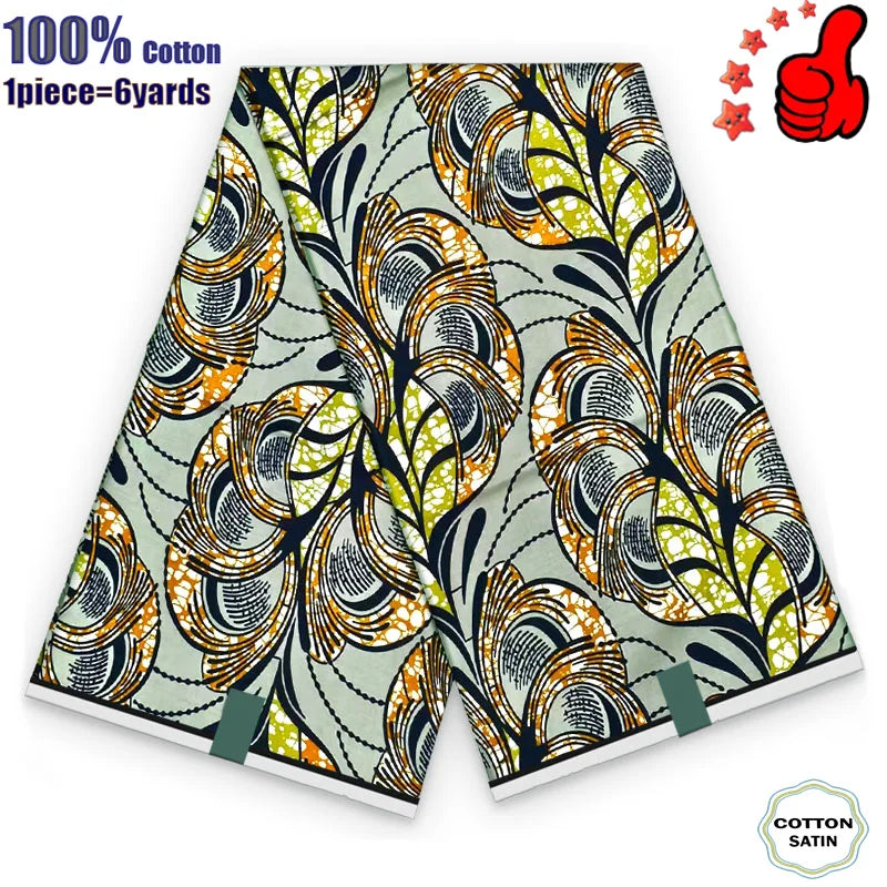 African Real Wax Print Fabric - 100% Cotton Ghana Nigeria Style Ankara Batik Sewing Material