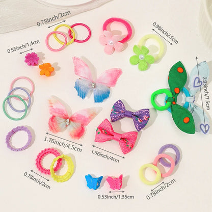 555Pcs Girls Hair Accessories Set - Colorful Butterfly Clips Elastic Bands & Hair Ties for Daily Ponytails and Styling