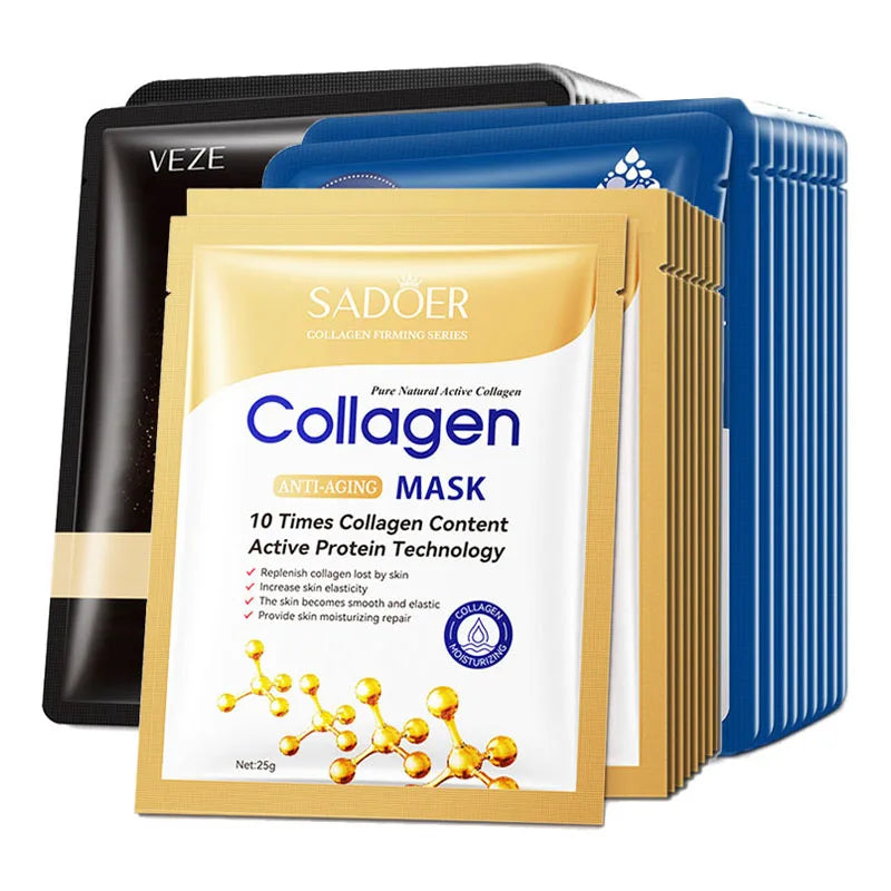 20PCS Hyaluronic Acid Collagen Face Masks – Moisturizing, Firming & Hydrating Skincare Sheet Masks, Korean Skin Care