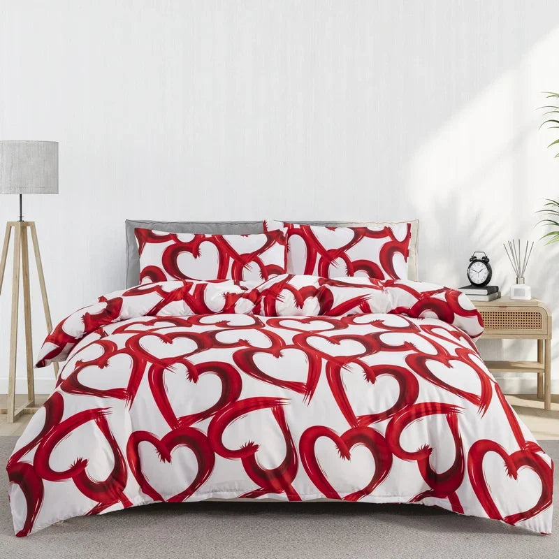 Grey Feather Duvet Cover Set – Full/Queen Boho Bedding with Soft Reversible White Comforter Cover for Kids & Teens