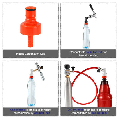 Home Brew Carbonation Cap & Line Cleaning Tool — Ball Lock Connector for Soda, Beer, PET Bottles