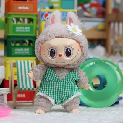 Mini Doll Swimsuit Outfit - Solid Color Clothing Accessories for 15-17cm Labubu and 10cm Cotton Dolls