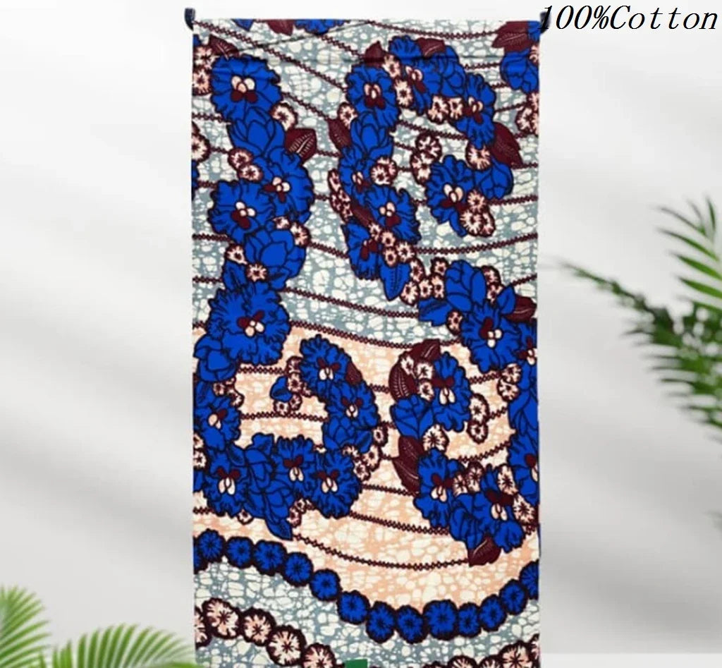 African Ankara Wax Print Fabric - 100% Cotton Batik Material for Sewing & Wholesale 6 Yards