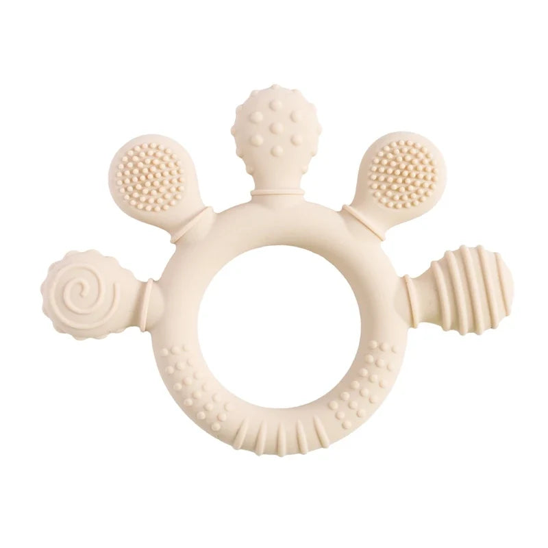 Baby Silicone Teether Toy - BPA Free Dental Chew Ring Bracelet for Infant Teething Relief and Kids Gift