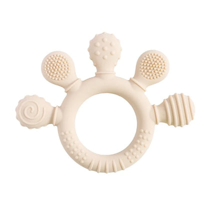 Baby Silicone Teether Toy - BPA Free Dental Chew Ring Bracelet for Infant Teething Relief and Kids Gift