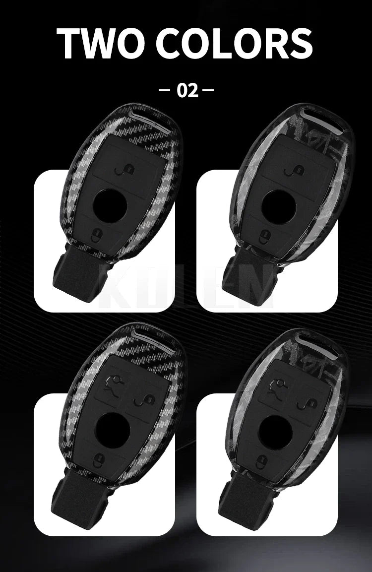 ABS Carbon Fiber Car Key Case Cover – Compatible with Mercedes Benz W204/W205/W212/W213/W176/W177/W219 A/B/C/E/S/GLC/CLA/AMG Fob