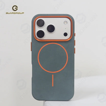 Business Matte Leather MagSafe Case - Magnetic Alloy Lens Cover for iPhone 13, 14, 15, 16 & 17 Air/Pro Max