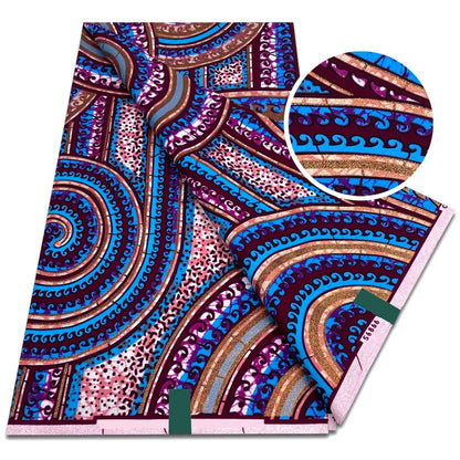 New African Grand Super Batik Fabric - Soft Real Print Glitter Gold Ankara Wax Fabric for Dresses & Sewing