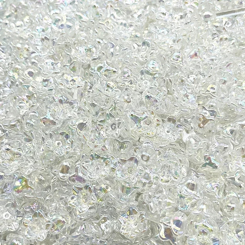 50pcs 7x13mm Gradient Acrylic Bellflower Beads - Flower Caps, Spacer Beads & Charms for DIY Jewelry Making