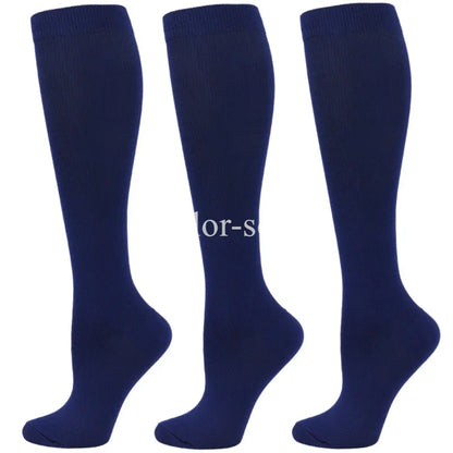 3 Pairs Knee High Compression Socks – Anti-Fatigue Support Stockings for Varicose Veins, Pain Relief & Sports Recovery (Men & Women)