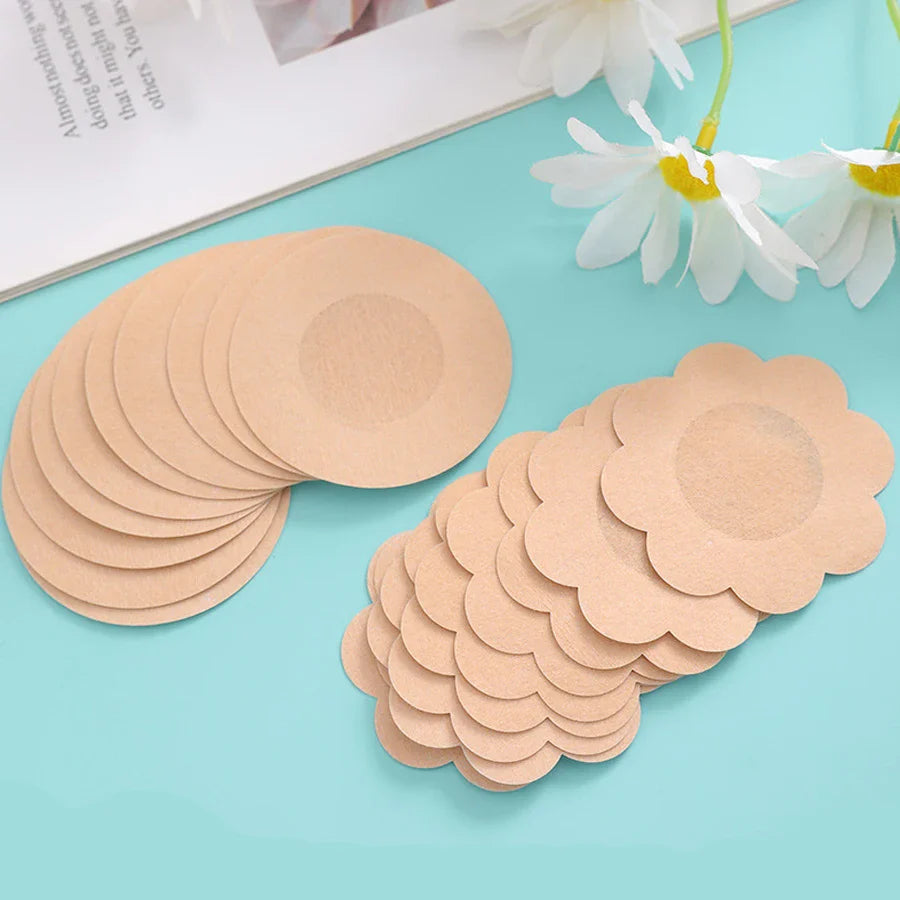 100PC Disposable Cloth Nipple Covers – Invisible Bra Pasties, Breast Petals & Chest Stickers for Women