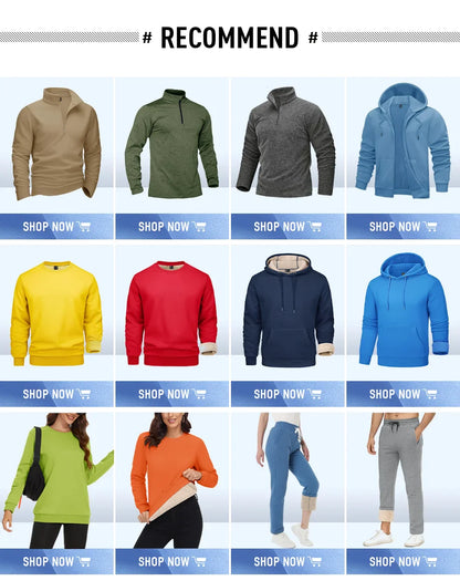 TACVASEN Men’s Winter Fleece Sweatshirt – Thicken Sherpa-Lined Crewneck Pullover, Warm Heavy Winter Top, No Hood