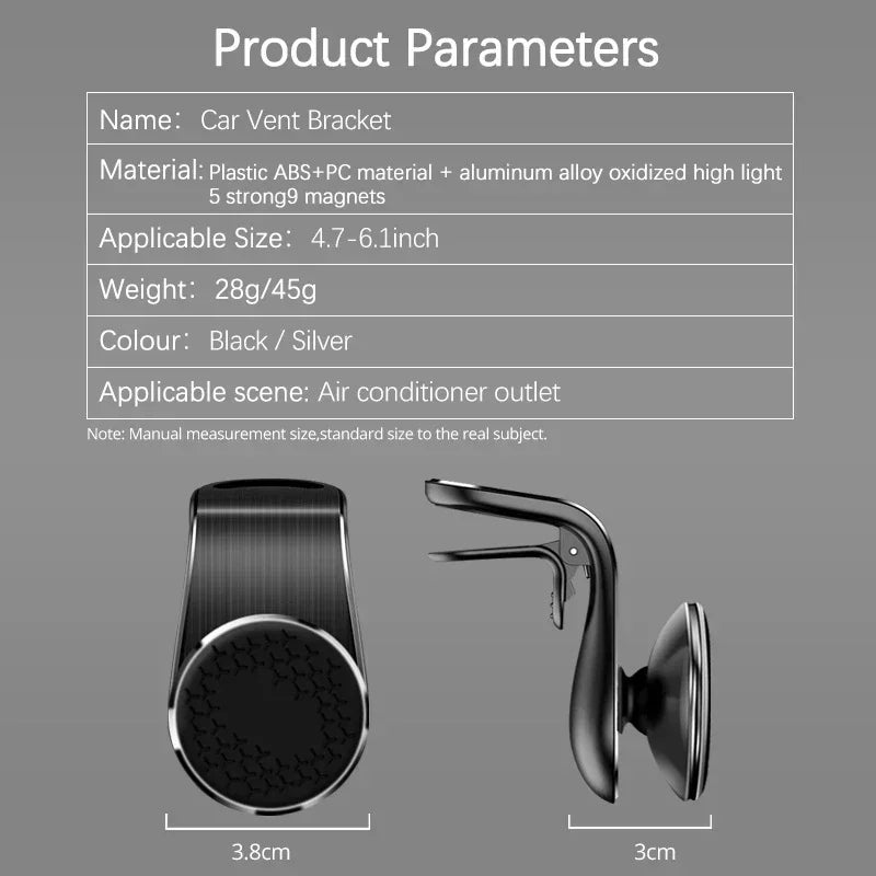 Universal Magnetic Car Phone Holder - Air Vent Mount with 360° Rotation GPS Support for iPhone & Android Phones