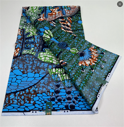 Original African Wax Print Fabric - 6 Yards 100% Cotton Nigerian Ankara Sewing Material