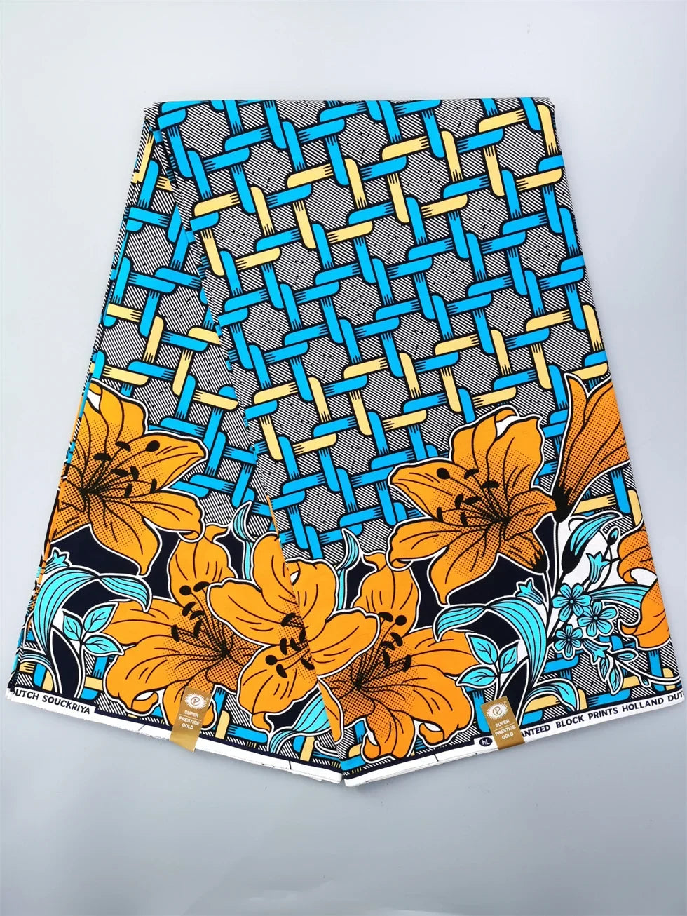Guaranteed Original African Wax Fabric - 100% Cotton Real Ankara Print 6 Yards for Wedding Dresses & Sewing