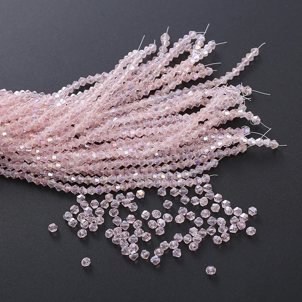 3/4mm Crystal Bicone Glass Beads - White Loose Faceted Beads for DIY Bracelets, Earrings & Jewelry Making