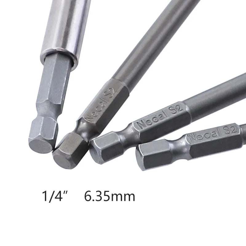 12Pcs 1/4 Inch Magnetic Screwdriver Bits - 50mm 75mm 100mm Long Power Tool Bit Set