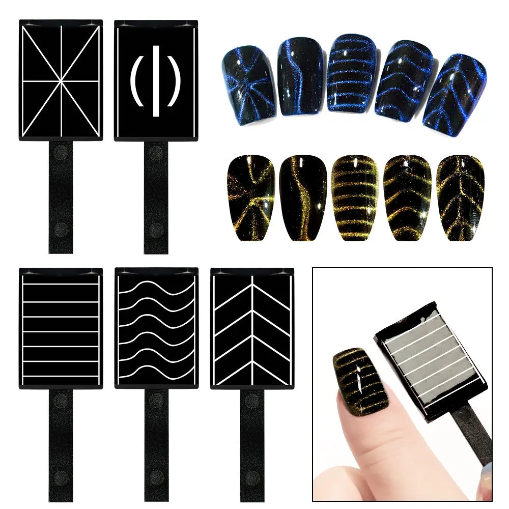 Magnetic Nail Art Wand Set - 3D Cat Eye Gel Polish Magnet Pen for UV Gel Manicure Designs