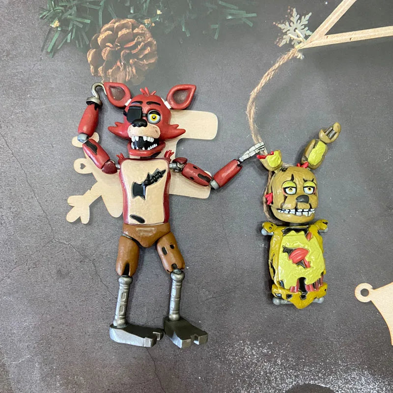 14CM FNAF Action Figures — Movable Nightmare Freddy, Bonnie, Foxy, Chica PVC Collectible Toys with Blacklight Effect