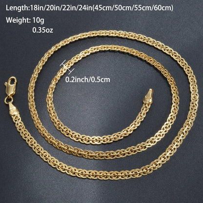 18K Gold Plated Link Chain Necklace – 5mm Cross Choker for Men & Women, Classic Daily Wear, Wedding & Party Gift