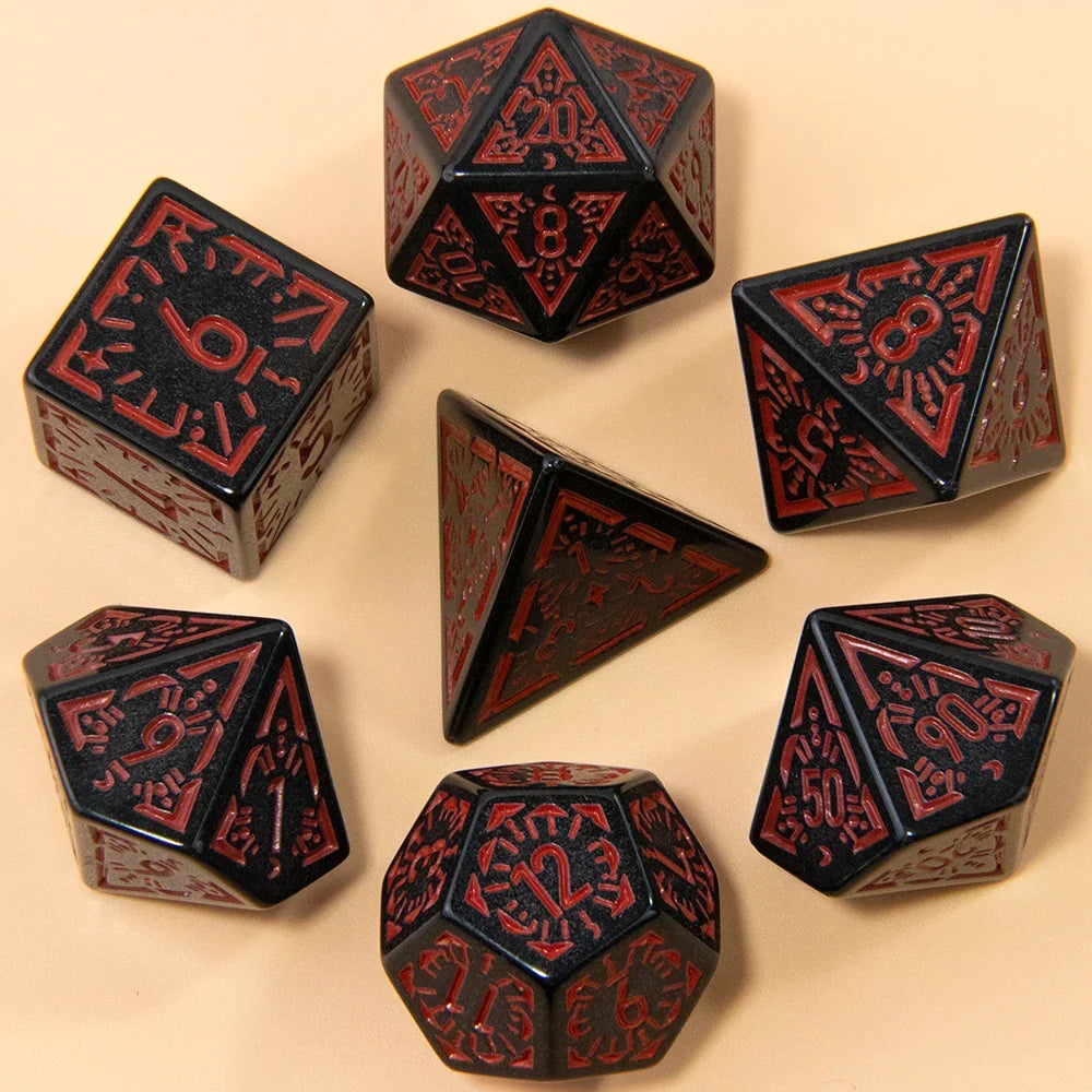 DND Carving Pattern Dice Set - 7Pcs RPG Polyhedral Dice for Board Games, Gifts & Entertainment Accessories