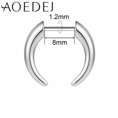 AOEDEJ 16G Stainless Steel Plug-In Style Nose Ring – Spike Ox Horn Septum Ring for Men & Women Large Gauge Body Piercing (8–10mm) Single Piece