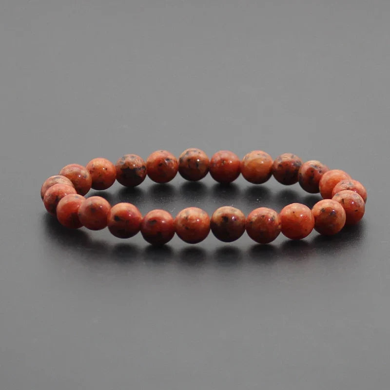 8mm Natural Stone Beaded Bracelet - Black Onyx Lava Tiger Eye Agate Quartz Chakra Yoga Energy Jewelry for Men & Women