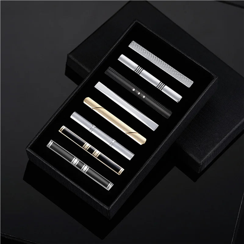 Men's Tie Clip & Cufflink Set - 7/8/10 Piece Luxury Gift Box Jewelry for Weddings & Formal Wear