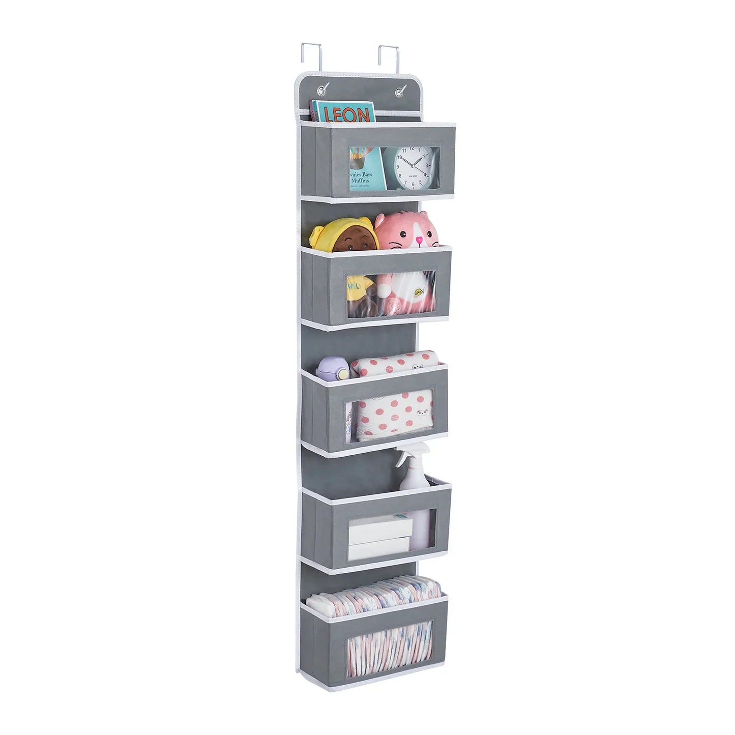 Over The Door Hanging Organizer - 1/3/4/5 Pocket Wall Mounted Storage Rack for Bathroom, Dorm & Clothes
