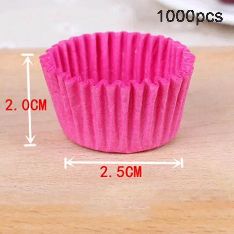 1000-Piece Mini Chocolate Paper Liners - Solid Color Cupcake, Muffin & Baking Cups