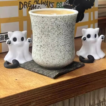 Mini Cat Ghost Ornament — Cute Halloween Desktop Decor & Spooky Collectible Figurine for Home, Office, or Gift