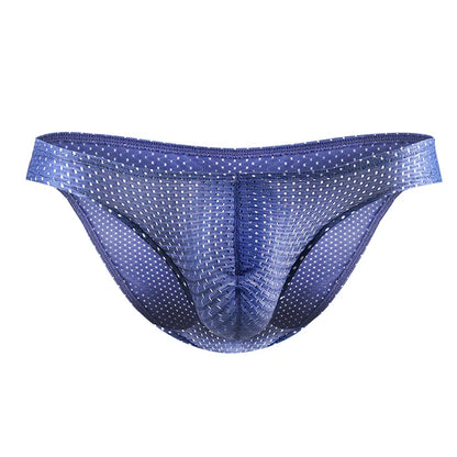2PCS Men’s Ice Silk Transparent Briefs – Breathable Mesh Lightweight Low Rise Sexy Underwear Youth Fit Comfort Pants