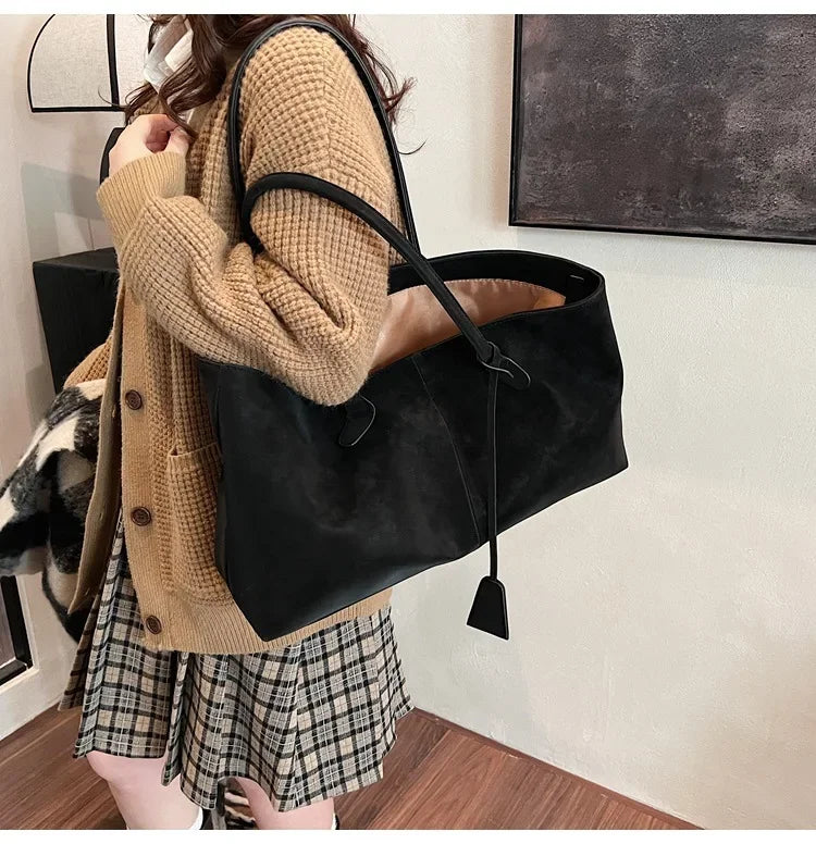 2025 Women’s Faux Suede Handbag – High-Quality, Versatile Large Capacity Shoulder Bag