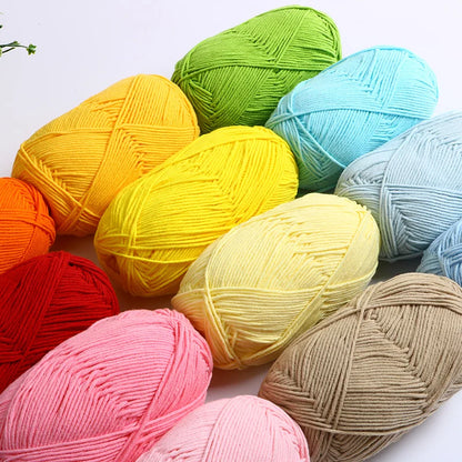 40-50g/Set 4ply Milk Cotton Knitting Yarn – Dyed Lanas for Crochet, Sweaters, Hats & Dolls, Affordable Craft Supplies